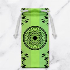 Green Grid Cute Flower Mandala Jewelry Bag by Magicworlddreamarts1