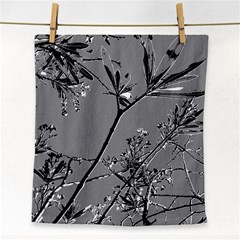 Grey Colors Flowers And Branches Illustration Print Face Towel by dflcprintsclothing