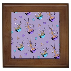 Japanese Ramen Sushi Noodles Rice Bowl Food Pattern Framed Tile by DinzDas