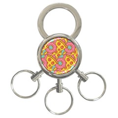 Fast Food Pizza And Donut Pattern 3-ring Key Chain by DinzDas