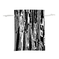 Black And White Abstract Linear Print Lightweight Drawstring Pouch (l) by dflcprintsclothing