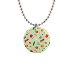 Seamless Pattern With Vegetables  Delicious Vegetables 1  Button Necklace Front