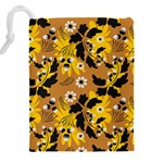 Folk flowers art pattern  Drawstring Pouch (4XL) Back