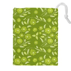 Folk Flowers Art Pattern  Drawstring Pouch (4xl) by Eskimos