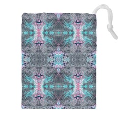 Turquoise Pink Module  Drawstring Pouch (5xl) by kaleidomarblingart