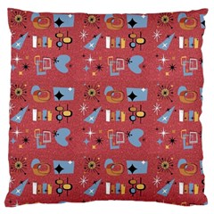 50s Small Print Large Flano Cushion Case (one Side) by NerdySparkleGoth