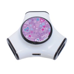  Hearts And Stars On Light Purple  3-port Usb Hub by AnkouArts