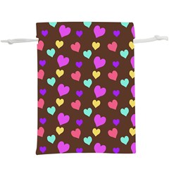 Colorfull Hearts On Choclate  Lightweight Drawstring Pouch (xl) by Daria3107