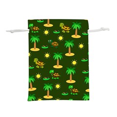 Turtle And Palm On Green Pattern Lightweight Drawstring Pouch (l) by Daria3107