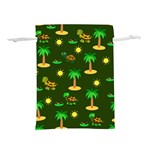 Turtle And Palm On Green Pattern Lightweight Drawstring Pouch (L) Back