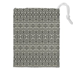 Abstract Silver Ornate Decorative Pattern Drawstring Pouch (5xl) by dflcprintsclothing