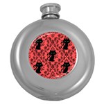 Cat Pattern Round Hip Flask (5 oz) Front