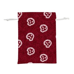 White Skulls On Red Shiny Background Lightweight Drawstring Pouch (s) by SychEva