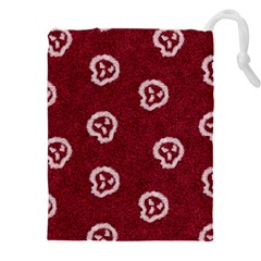White Skulls On Red Shiny Background Drawstring Pouch (4xl) by SychEva