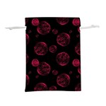 Red Sponge Prints On Black Background Lightweight Drawstring Pouch (L) Front