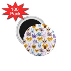 Funny Animal Faces With Glasses On A White Background 1 75  Magnets (100 Pack)  by SychEva