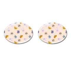 Funny Animal Faces With Glasses Cat Dog Hare Cufflinks (oval) by SychEva