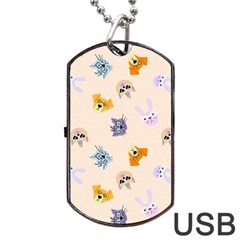 Funny Animal Faces With Glasses Cat Dog Hare Dog Tag Usb Flash (one Side) by SychEva