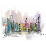 Drawing-watercolor-painting-city Double Sided Flano Blanket (Small)  50 x40  Blanket Front