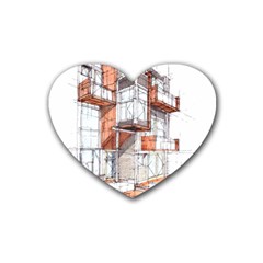 Rag-flats-onion-flats-llc-architecture-drawing Graffiti-architecture Heart Coaster (4 Pack)  by Sudhe