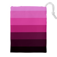 Pink Gradient Stripes Drawstring Pouch (5xl) by Dazzleway