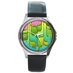 Background-color-texture-bright Round Metal Watch Front