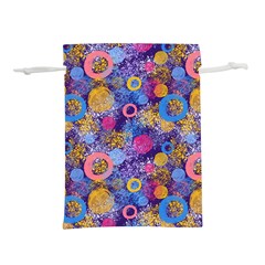 Multicolored Splashes And Watercolor Circles On A Dark Background Lightweight Drawstring Pouch (l) by SychEva