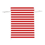 Red and white stripes pattern, geometric theme Lightweight Drawstring Pouch (M) Back