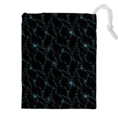 Turquoise Abstract Flowers With Splashes On A Dark Background  Abstract Print Drawstring Pouch (4xl) by SychEva
