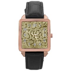 Leatherette Snake 4 Rose Gold Leather Watch  by skindeep