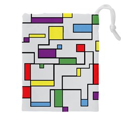 Colorful Rectangles Drawstring Pouch (5xl) by LalyLauraFLM