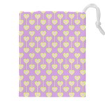 Yellow Hearts On A Light Purple Background Drawstring Pouch (5XL) Front