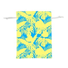 Yellow And Blue Leafs Silhouette At Sky Blue Lightweight Drawstring Pouch (m) by Casemiro