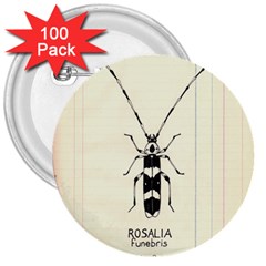 Banded Alder Borer  3  Buttons (100 Pack)  by Limerence
