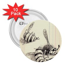 Bees 2 25  Buttons (10 Pack)  by Limerence