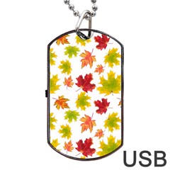 Bright Autumn Leaves Dog Tag Usb Flash (two Sides) by SychEva