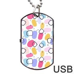 Abstract Multicolored Shapes Dog Tag Usb Flash (two Sides) by SychEva