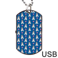 Little Husky With Hearts Dog Tag Usb Flash (one Side) by SychEva
