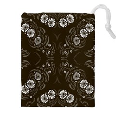 Folk Flowers Print Floral Pattern Ethnic Art Drawstring Pouch (4xl) by Eskimos