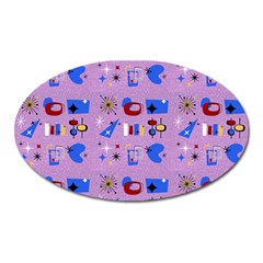 Pink 50s Pattern Oval Magnet by NerdySparkleGoth