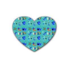 Green 50s Pattern Rubber Coaster (heart) by NerdySparkleGoth