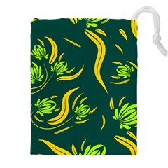 Folk Flowers Print Floral Pattern Ethnic Art Drawstring Pouch (4xl) by Eskimos