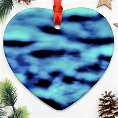 Blue Waves Flow Series 4 Heart Ornament (two Sides) by DimitriosArt