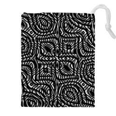 Black And White Abstract Tribal Print Drawstring Pouch (5xl) by dflcprintsclothing