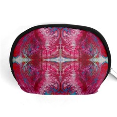 Red On Pink Arabesque Accessory Pouch (medium) by kaleidomarblingart