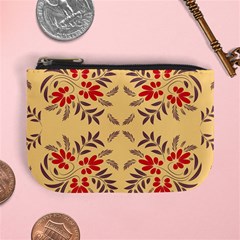 Floral Folk Damask Pattern Fantasy Flowers Floral Geometric Fantasy Mini Coin Purse by Eskimos