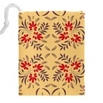 Floral folk damask pattern Fantasy flowers Floral geometric fantasy Drawstring Pouch (4XL) Back