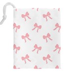 Pink bow pattern Drawstring Pouch (4XL) Back