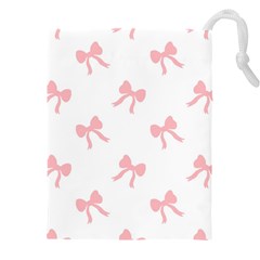 Pink Bow Pattern Drawstring Pouch (4xl) by Littlebird