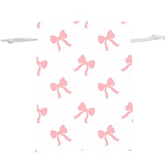 Pink Bow Cute Pattern  Lightweight Drawstring Pouch (xl) by Littlebird